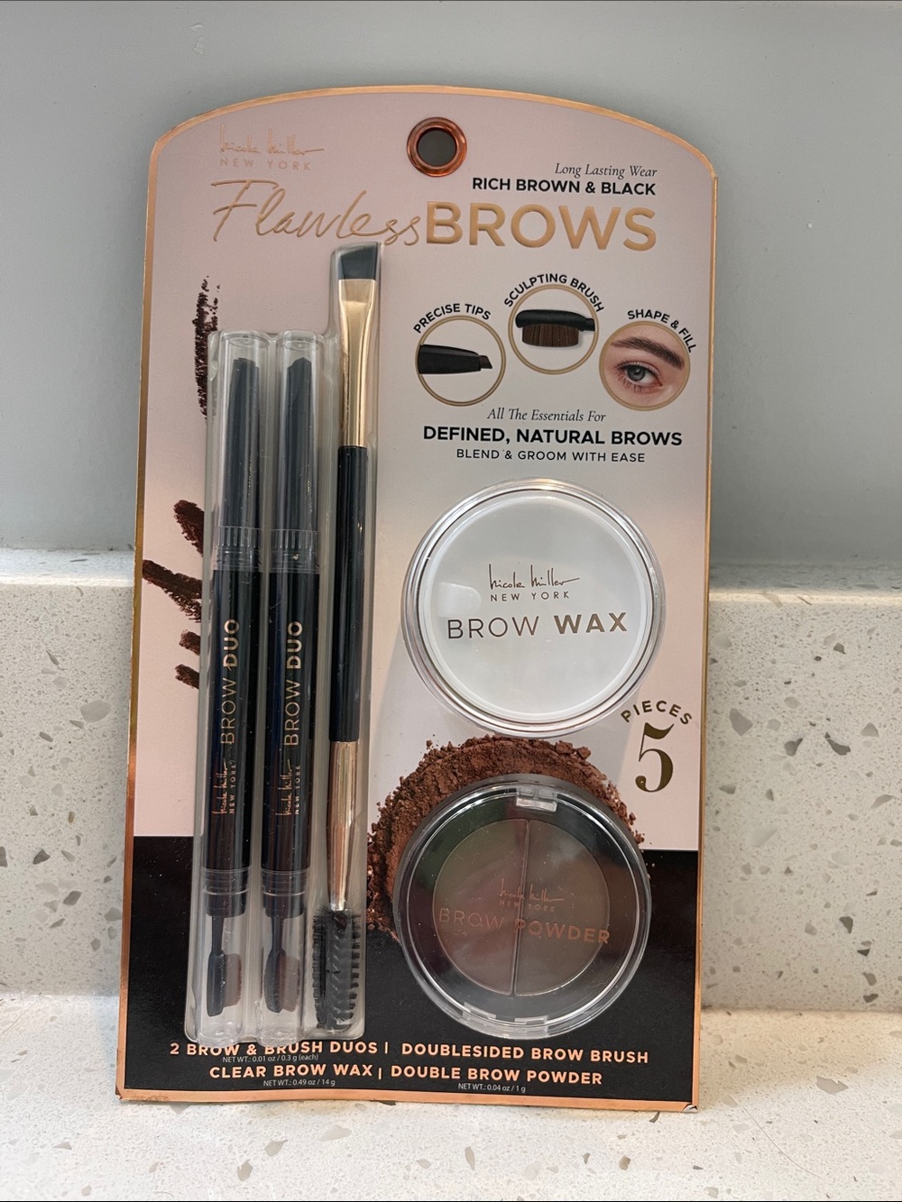 Nicole Miller Flawless Brows Kit - Rich Brown & Black Duo